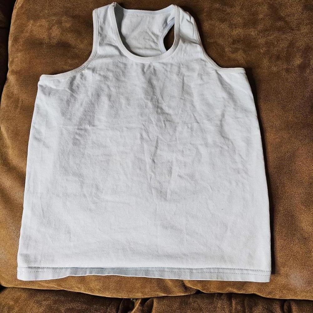 Girl's White Cotton Spandex Tank Top XXL